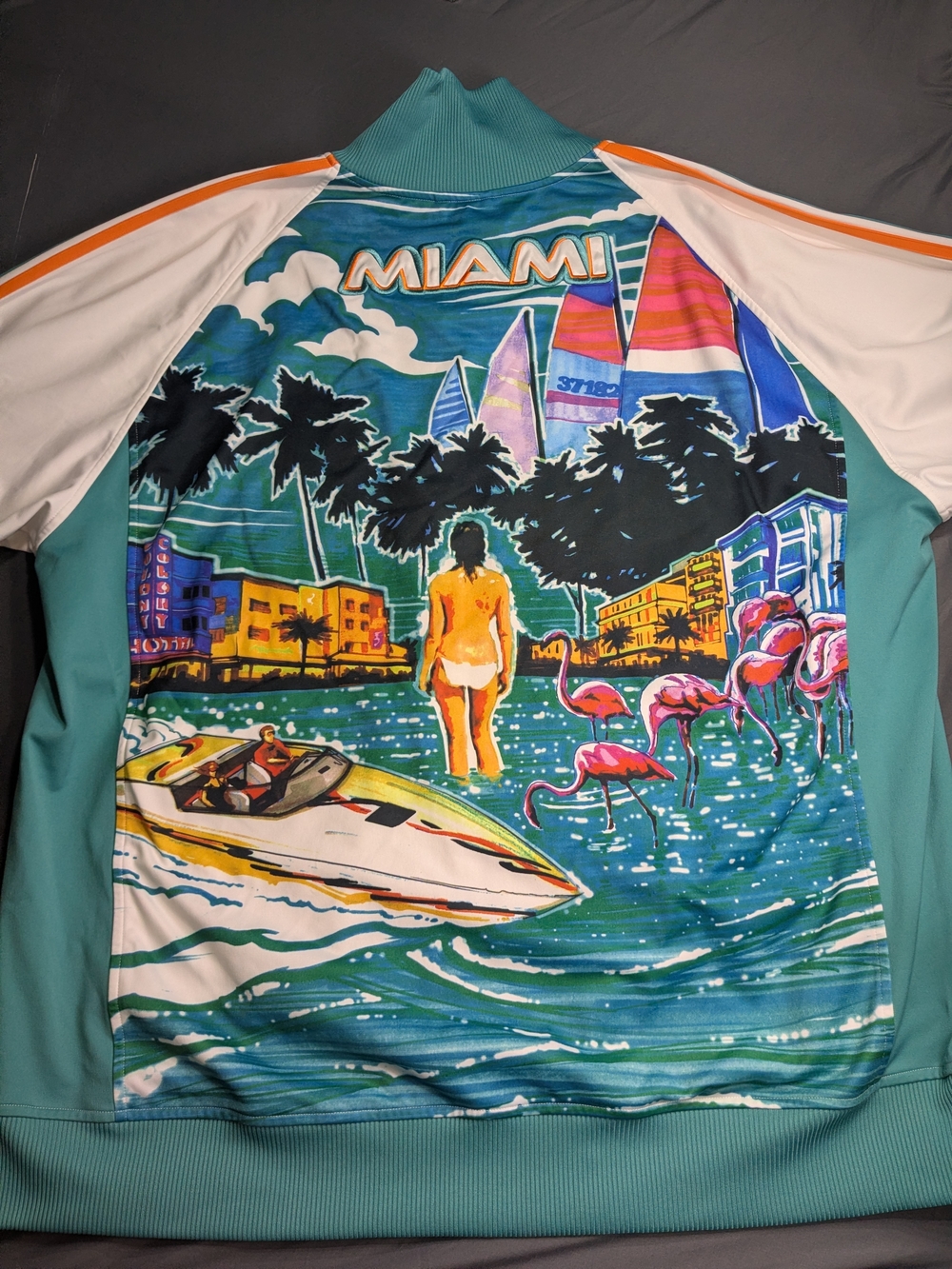 Very Rare Adidas Originals Miami City Series Jacket Firebird Track Top Mens 3XL - Picture 9 of 11